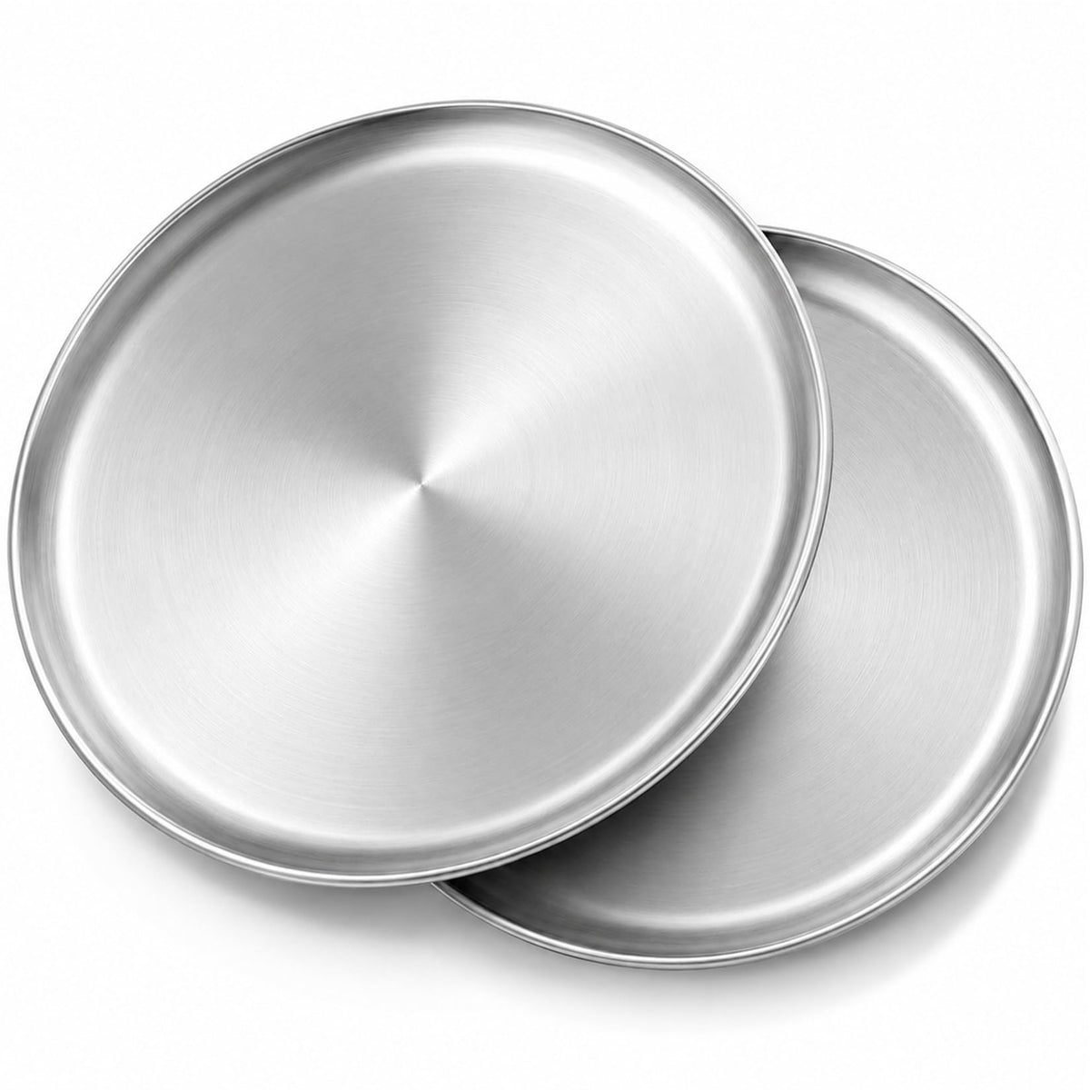 P&P CHEF 15.75 In Stainless Steel Pizza Pan, Set of 2, For Baking & Serving
