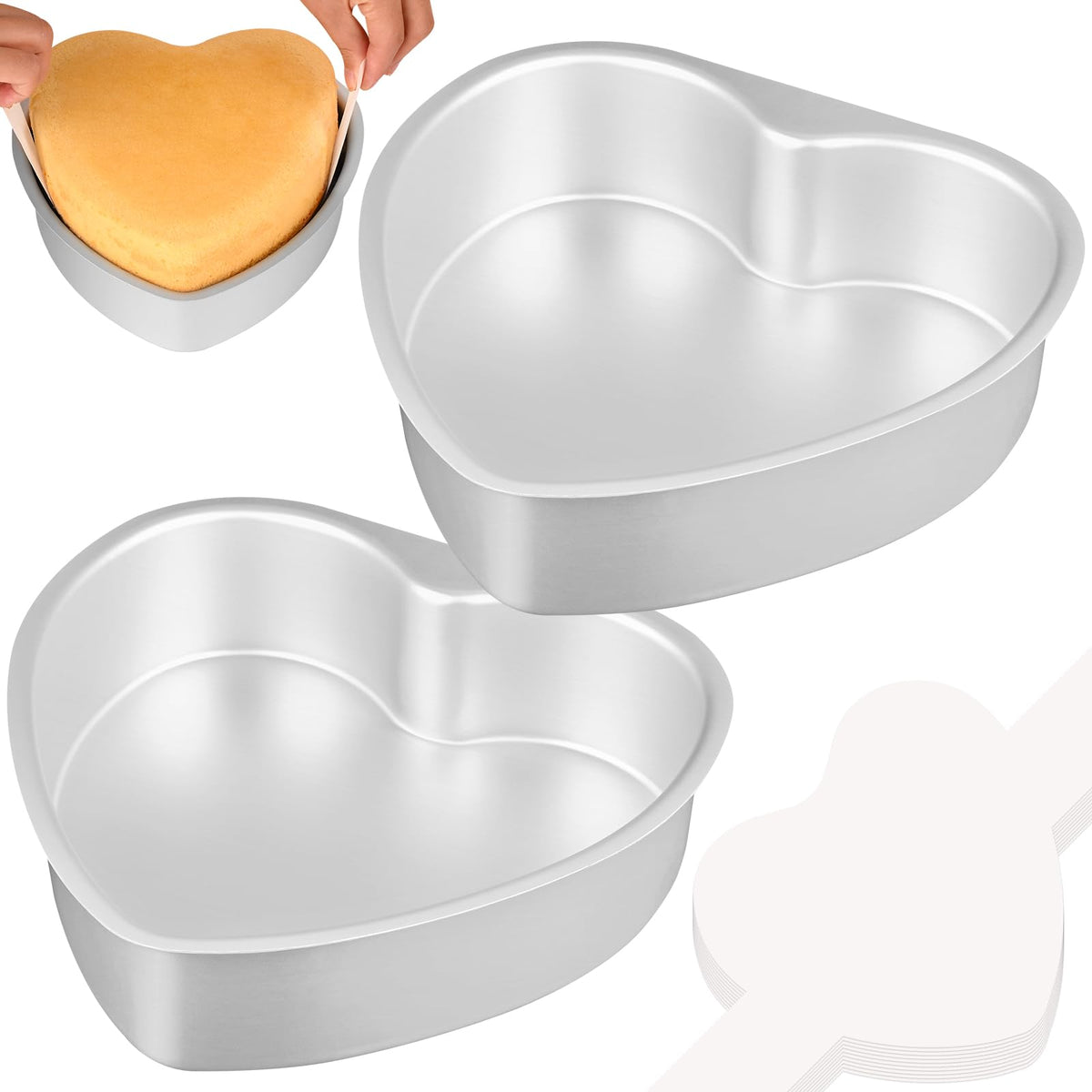 HUAKENER 8 Inch Heart Cake Pan, Non-stick Aluminum Heart Cake Pan