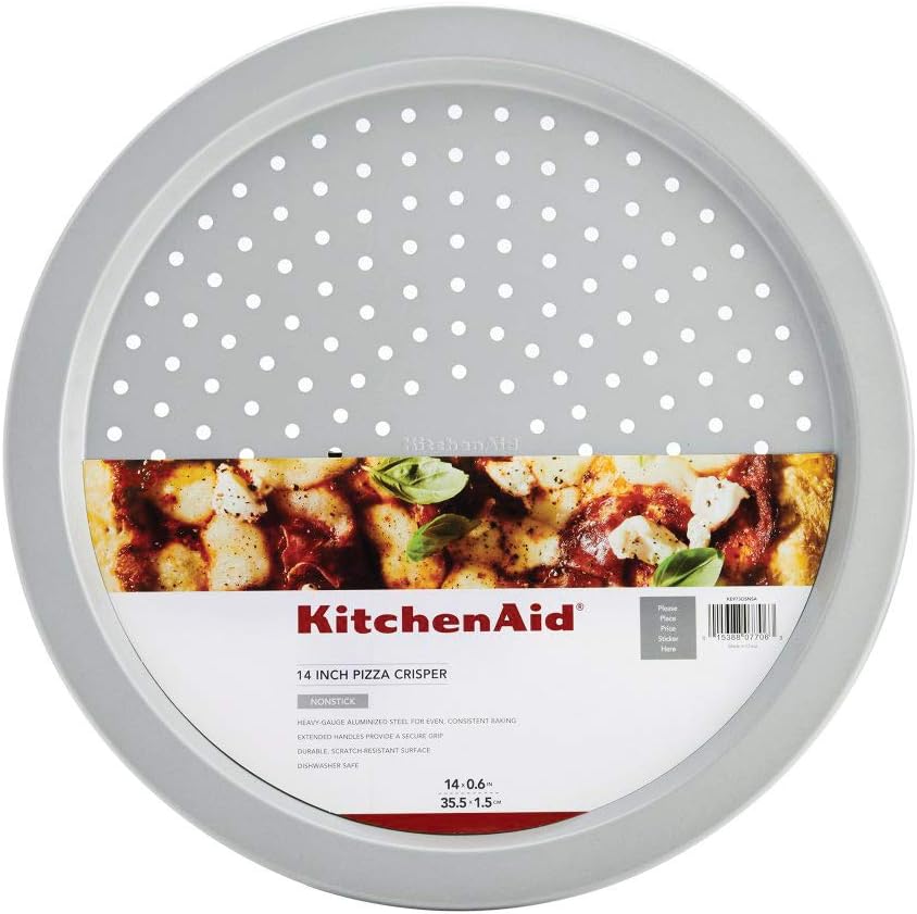 KitchenAid Nonstick Aluminized Steel Pizza Crisper, 14-Inch, Silver