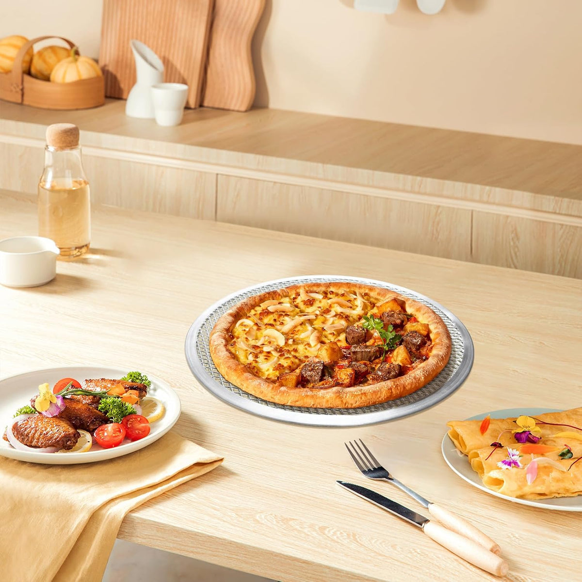 3 Pack Pizza Screen, 12 Inch Pizza Pan for Oven