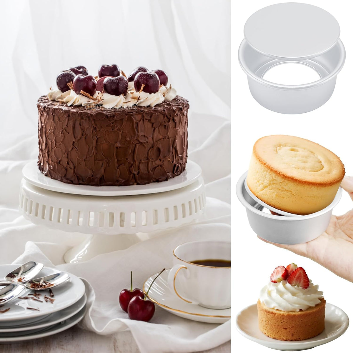 4 Inch Cake Pan Set of 8, Aluminum Mini Cake Pans & 100PCS Parchment Paper