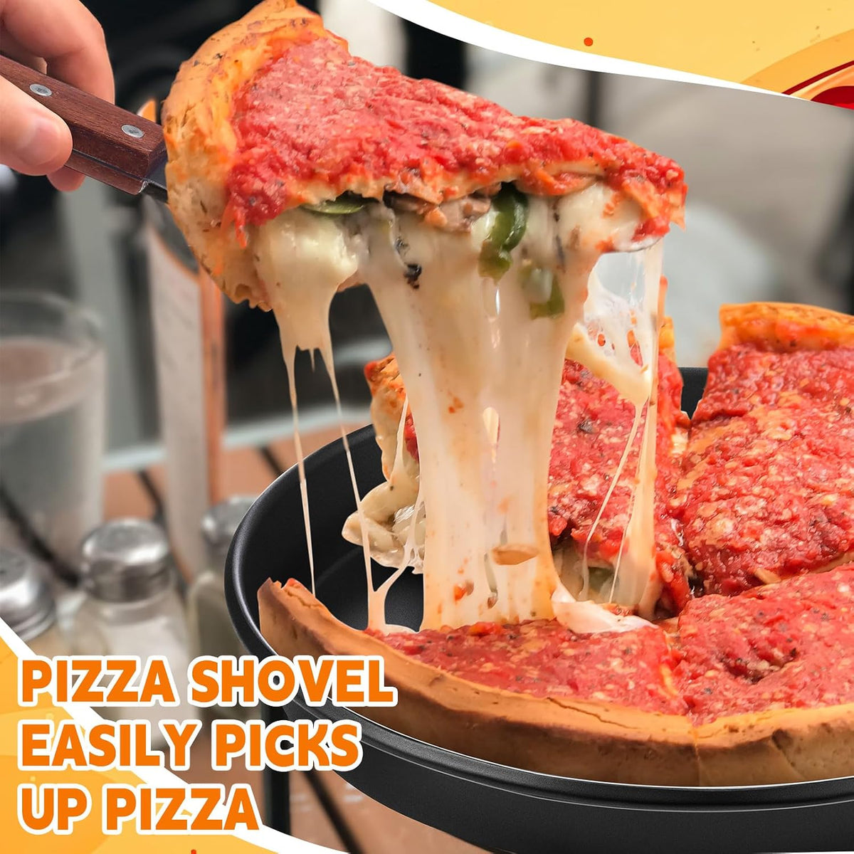 Reallnaive 3 Pcs Pizza Pan Set 12 Inch Deep with Spatula and Gripper