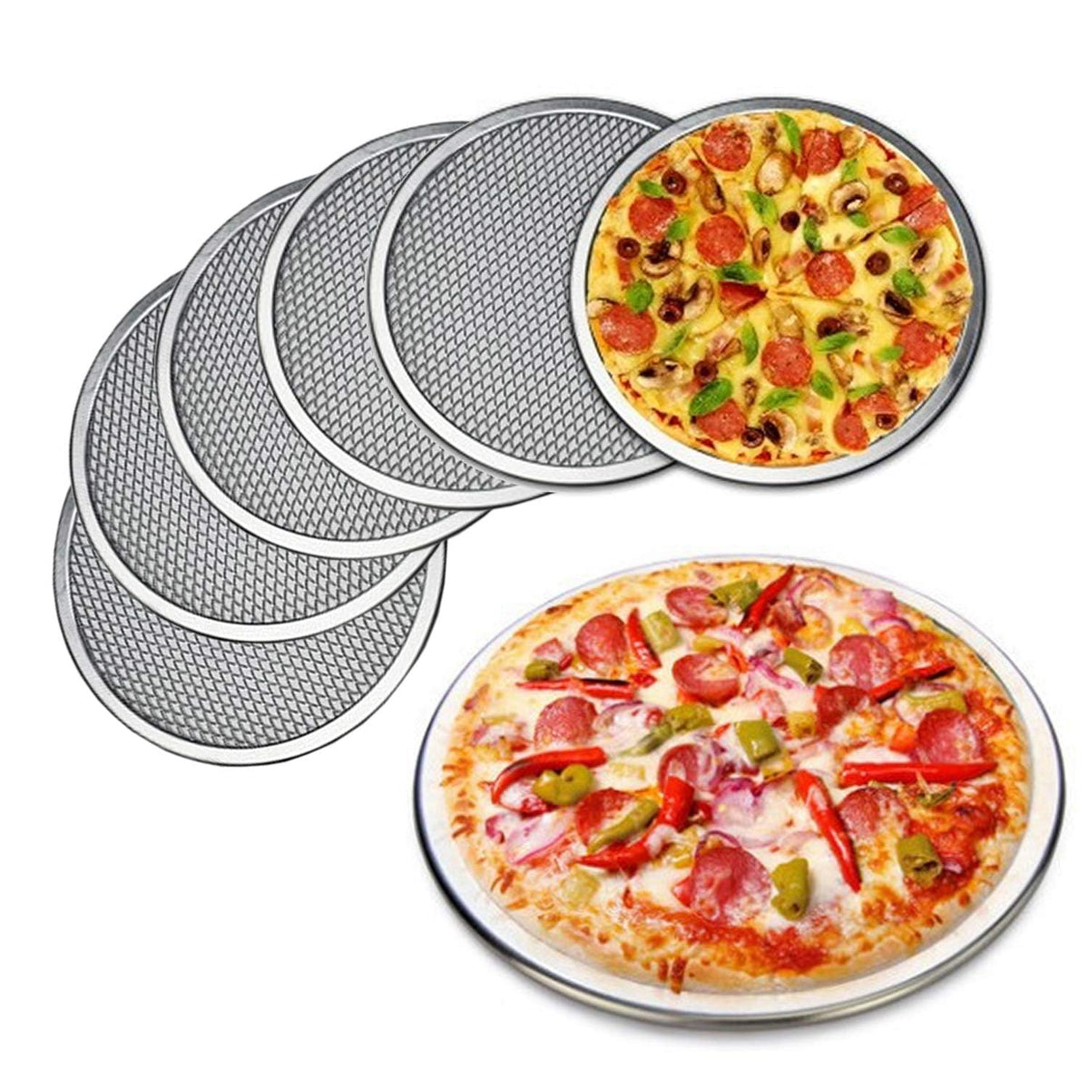 6Pcs 12 Inch Pizza Screen,Seamless Aluminum Pizza Screen,Pizza Pan For Oven