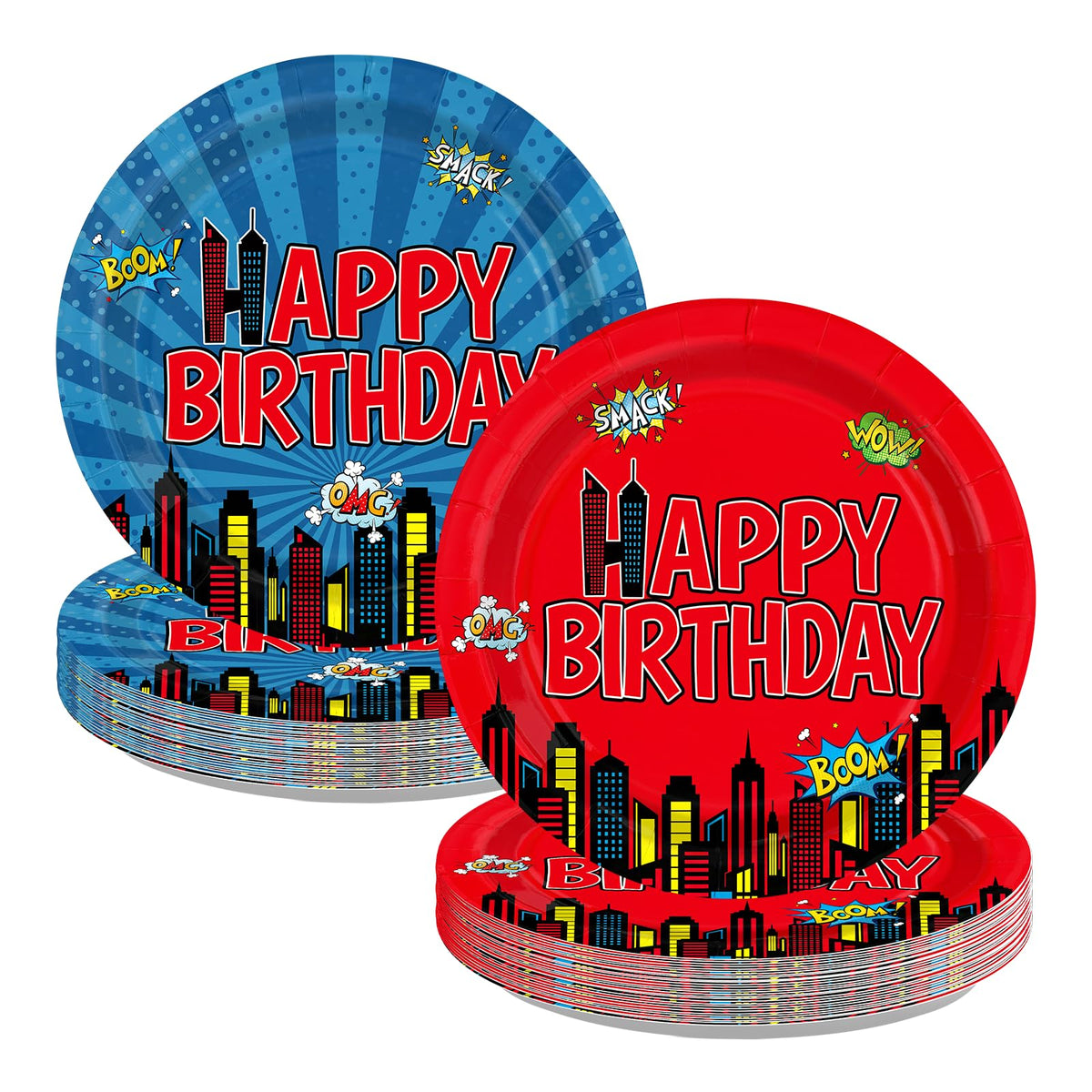 50Pcs Pizza Paper Plates 9" Pizza Birthday Heavy Duty Paper Plates