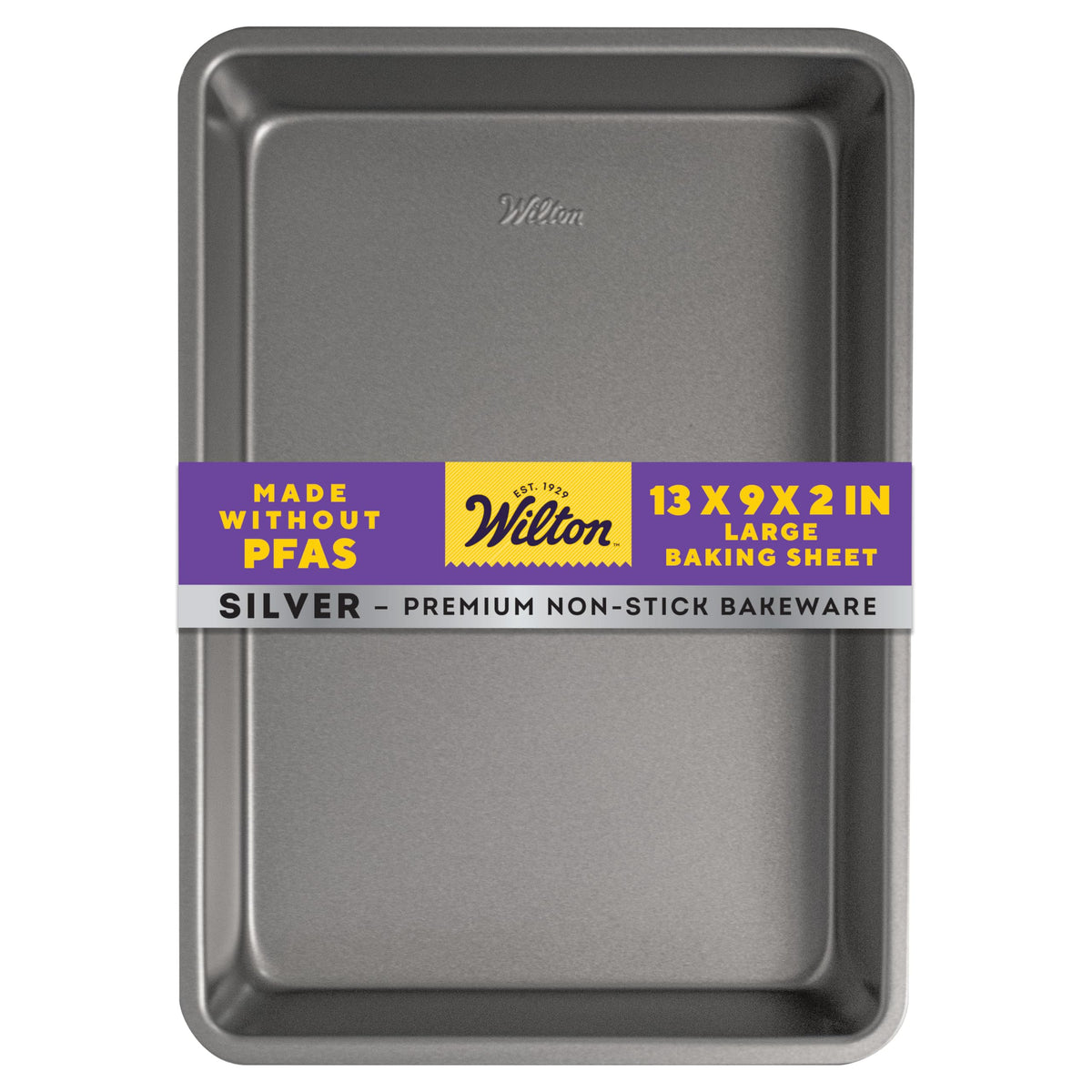 Wilton Silver Non-Stick Oblong Cake Pan, Made Without PFAS, 13 x 9 x 2 in.