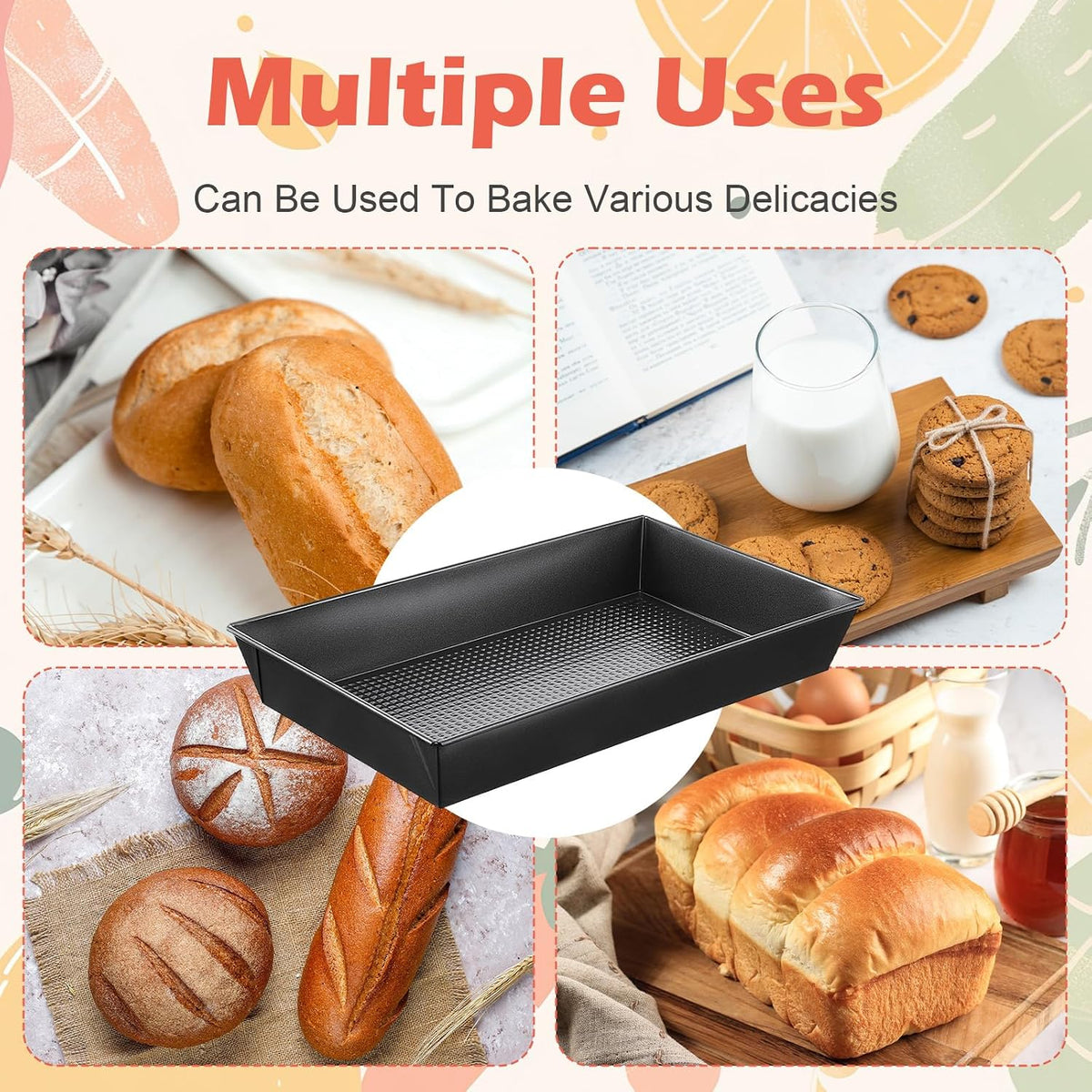 Kifmurase 3 Pack Detroit Style Pizza Pan Rectangle Deep Dish Pizza Pans