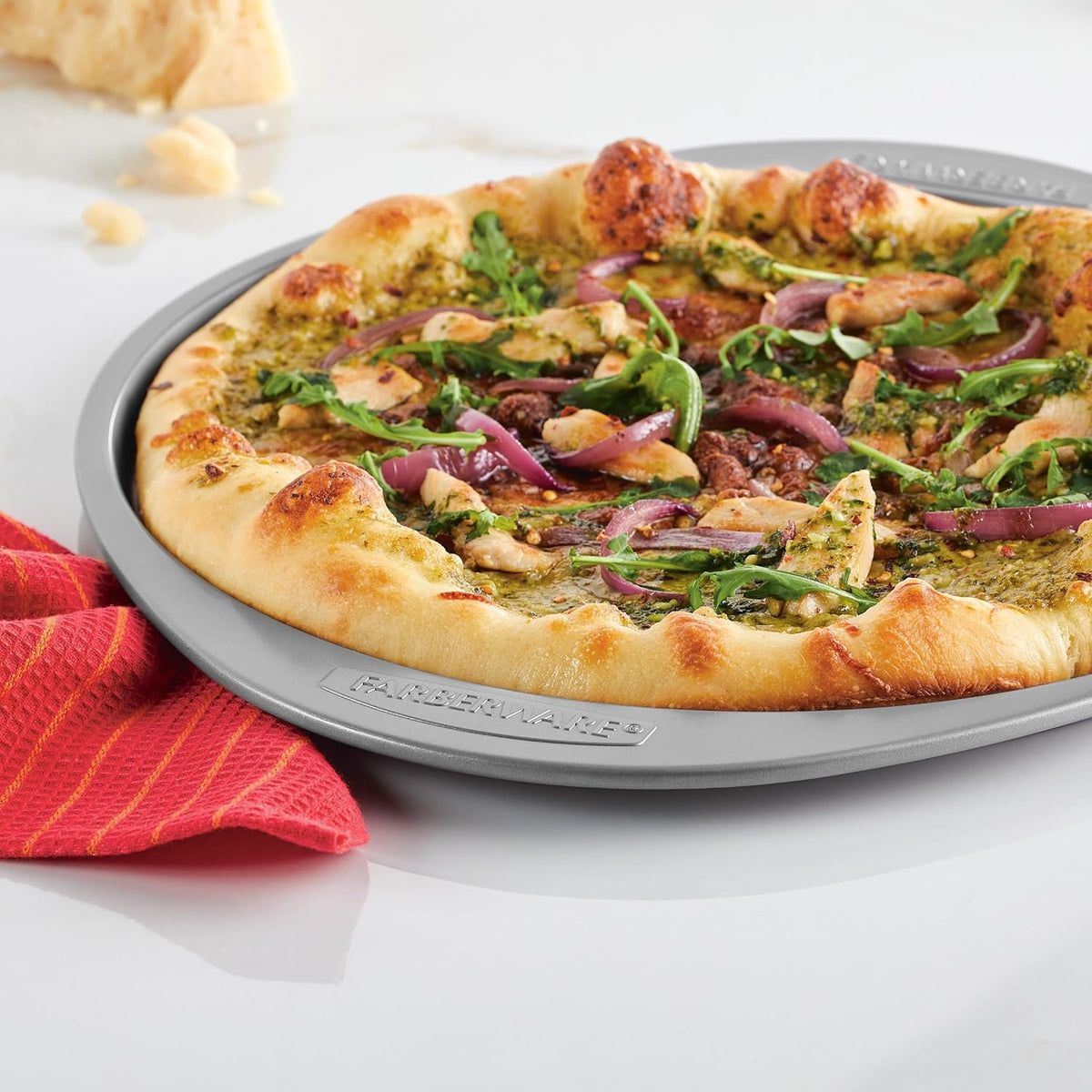 Farberware Nonstick Bakeware Round Pizza/Crisper Pan, 13 Inch, Gray