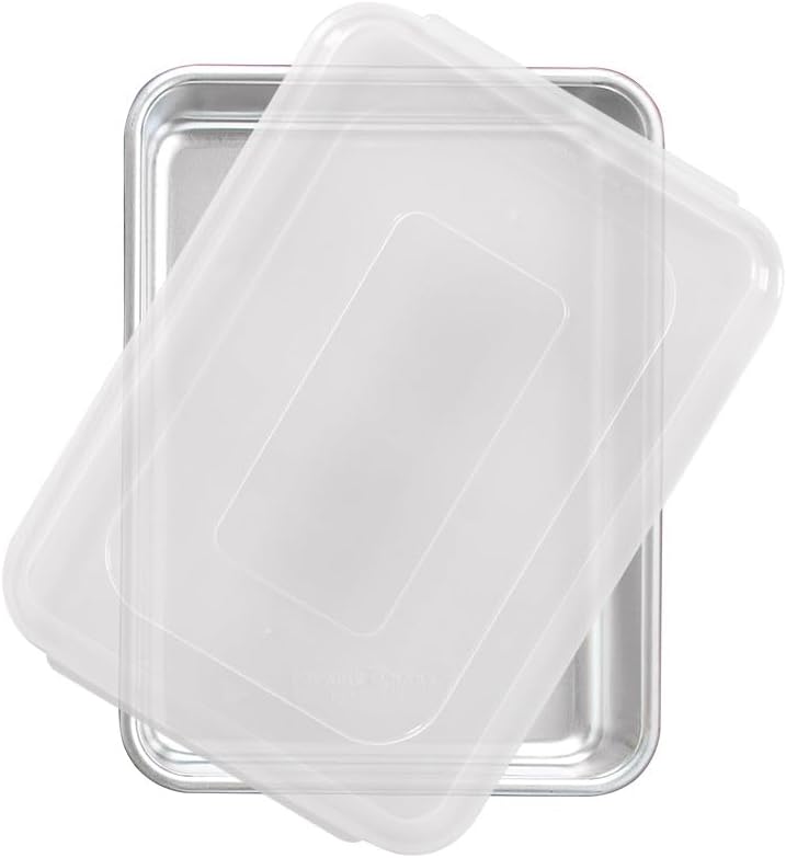 Nordic Ware Natural Aluminum Commercial Cake Pan with Lid, Rectangle Pan with Lid Silver, 9 x 13