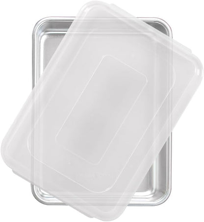 Nordic Ware Natural Aluminum Commercial Cake Pan with Lid, Rectangle Pan with Lid Silver, 9 x 13
