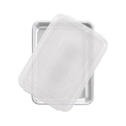 Nordic Ware Natural Aluminum Commercial Cake Pan with Lid, Rectangle Pan with Lid Silver, 9 x 13