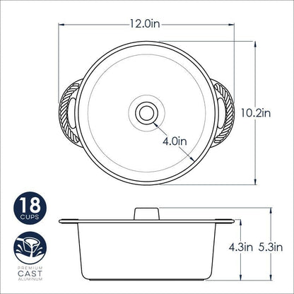 Nordic Ware Classic Cast Pound Cake, Nonstick 10 Inch One Piece Pan - Great for Angel Food, Coffee Cake, 18 Cup - Graphite