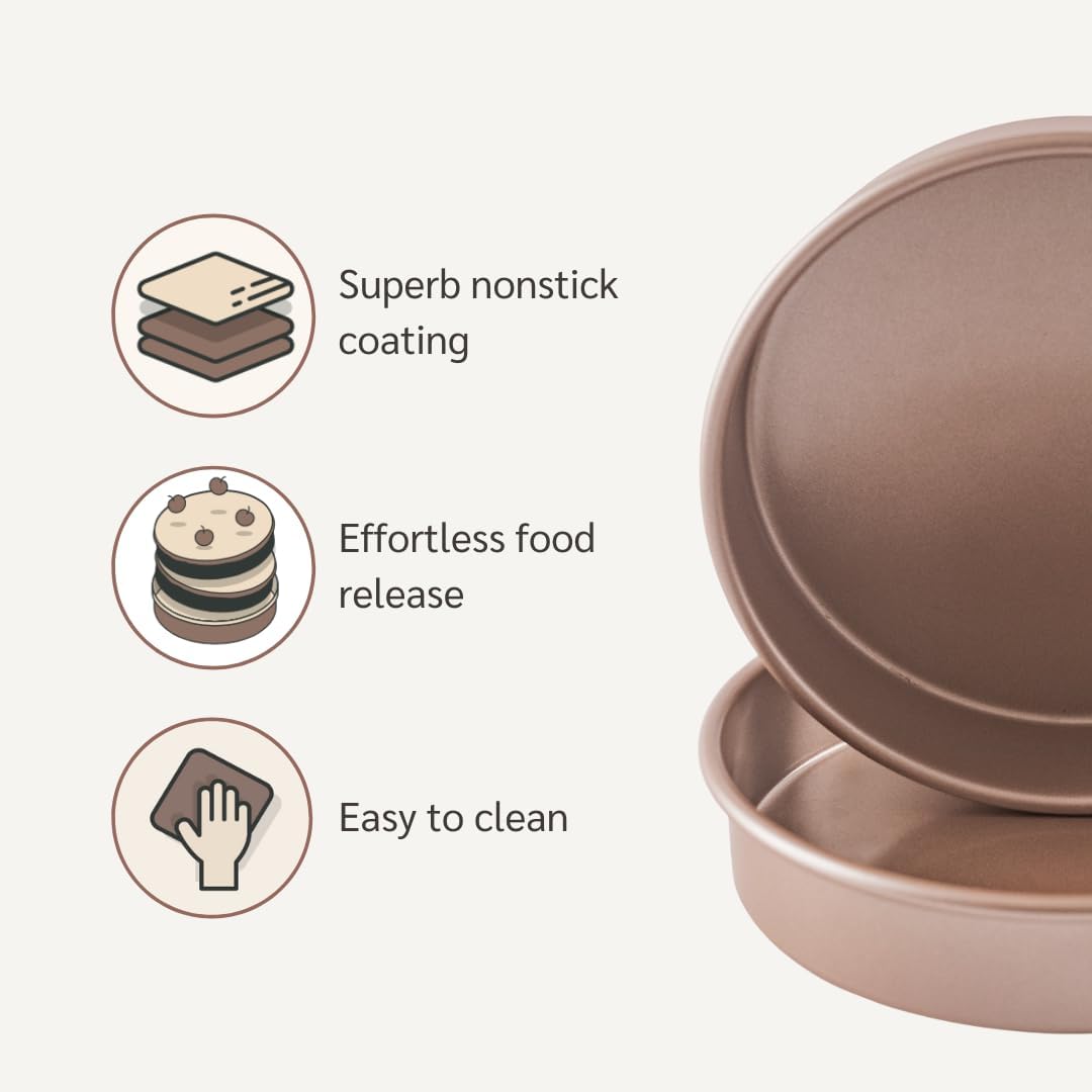 HAPPIELS 9 inch Raund Cake Pan 2 Pack Nonstick, PFOA & BPA Free