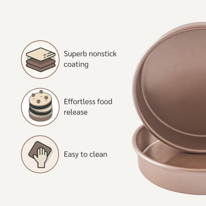 HAPPIELS 9 inch Raund Cake Pan 2 Pack Nonstick, PFOA & BPA Free