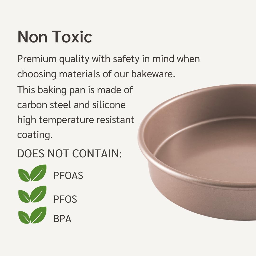HAPPIELS 9 inch Raund Cake Pan 2 Pack Nonstick, PFOA & BPA Free