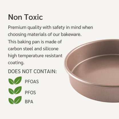 HAPPIELS 9 inch Raund Cake Pan 2 Pack Nonstick, PFOA & BPA Free