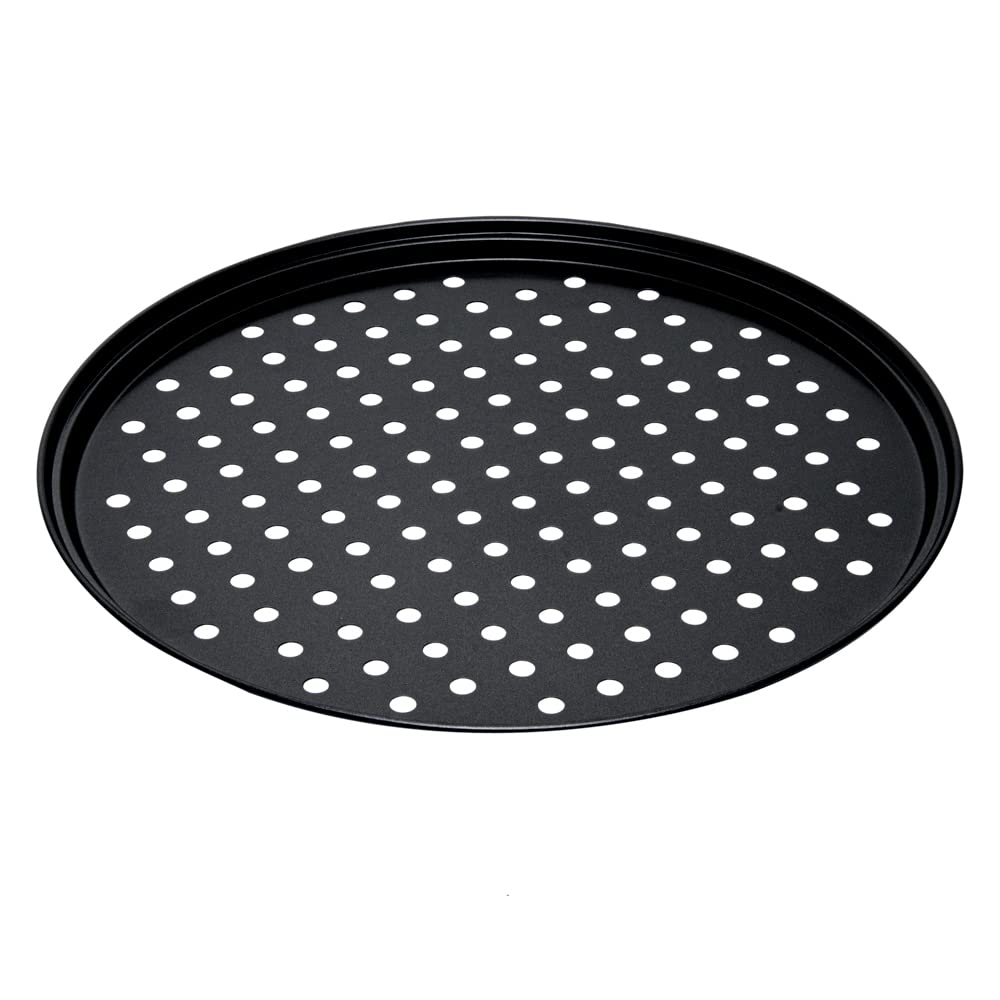 Restaurantware Met Lux 14 Inch Commercial Pizza Pan 1 Coupe Style Pizza Cooking Tray - Heavy-Duty 18-Gauge Aluminum Round Baking Tray Oven-Baking For Pizzas & More