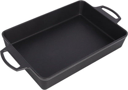 KEESHA 9x13 Inch Cast Iron Detroit Pizza Pan
