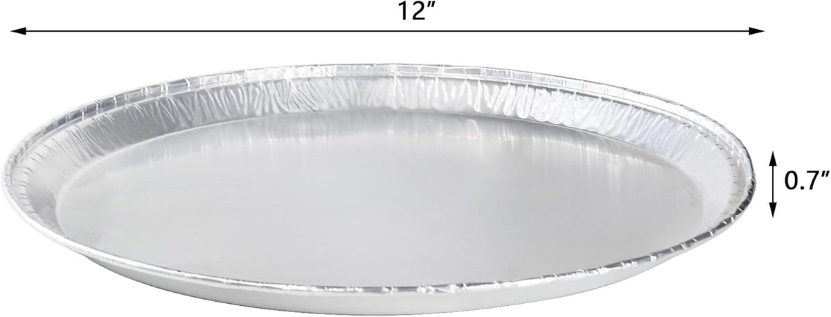Pack of 12 -Disposable Round Foil Pizza Pans 12 Inch Focaccia Pan Large Serving Trays for Cookies, Cake, Focaccia and More