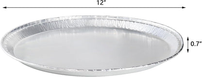 Pack of 12 -Disposable Round Foil Pizza Pans 12 Inch Focaccia Pan Large Serving Trays for Cookies, Cake, Focaccia and More