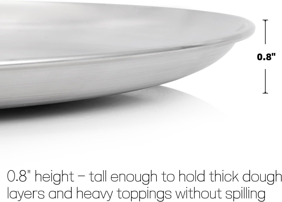13-3/8" Stainless Steel Pizza Pan, Round Silver Metal Baking Tray for Pizza