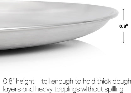 13-3/8" Stainless Steel Pizza Pan, Round Silver Metal Baking Tray for Pizza