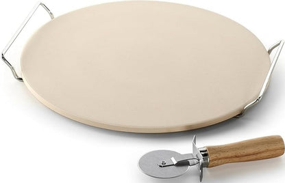 Nordic Ware 14-Inch Square Pizza and Baking Stone, Oven Safe and Grill Safe Cordierite with Stainless Holder