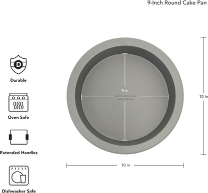 KitchenAid Nonstick Aluminized Steel Round Cake Pan, Dishwasher Safe, 9 Inch, Contour Silver