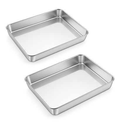 E-far Stainless Steel Baking Pan with Lid, 12⅓ x 9¾ x 2 Inch for Cake