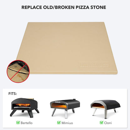 Mimiuo 13" Square Pizza Stone Fits for Ooni 12" Ovens & BBQ Grill, 2200℉