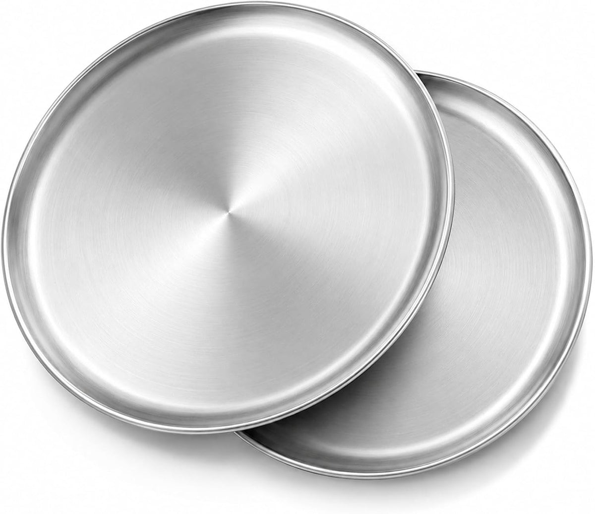 P&P CHEF 15.75 In Stainless Steel Pizza Pan, Set of 2, For Baking & Serving