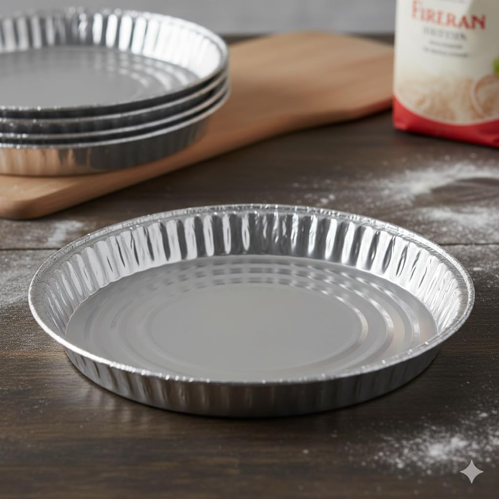 DCS Deals Pack of 12 Disposable Round Foil Pizza Pans – Durable Pizza Tray for Cookies, Cake, Focaccia and More – Size: 12-1/4" x 3/8"