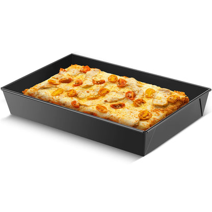 3 Pcs Detroit Style Pizza Pan, 9.5 x 9.5 x 2.56 Inch, Black