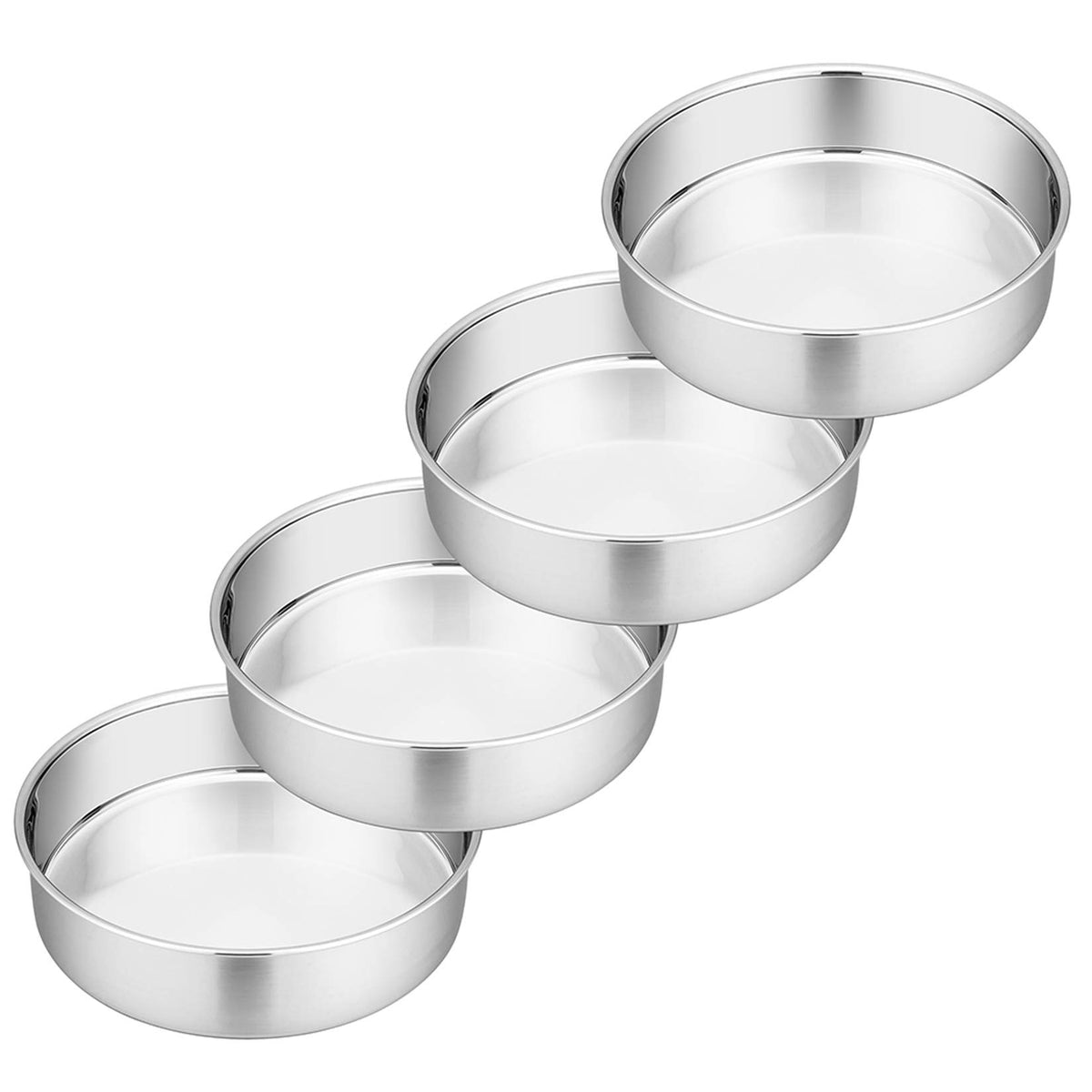 P&P CHEF 4 Inch Cake Pan Set of 4, Stainless Steel Round Cake Pans Tins