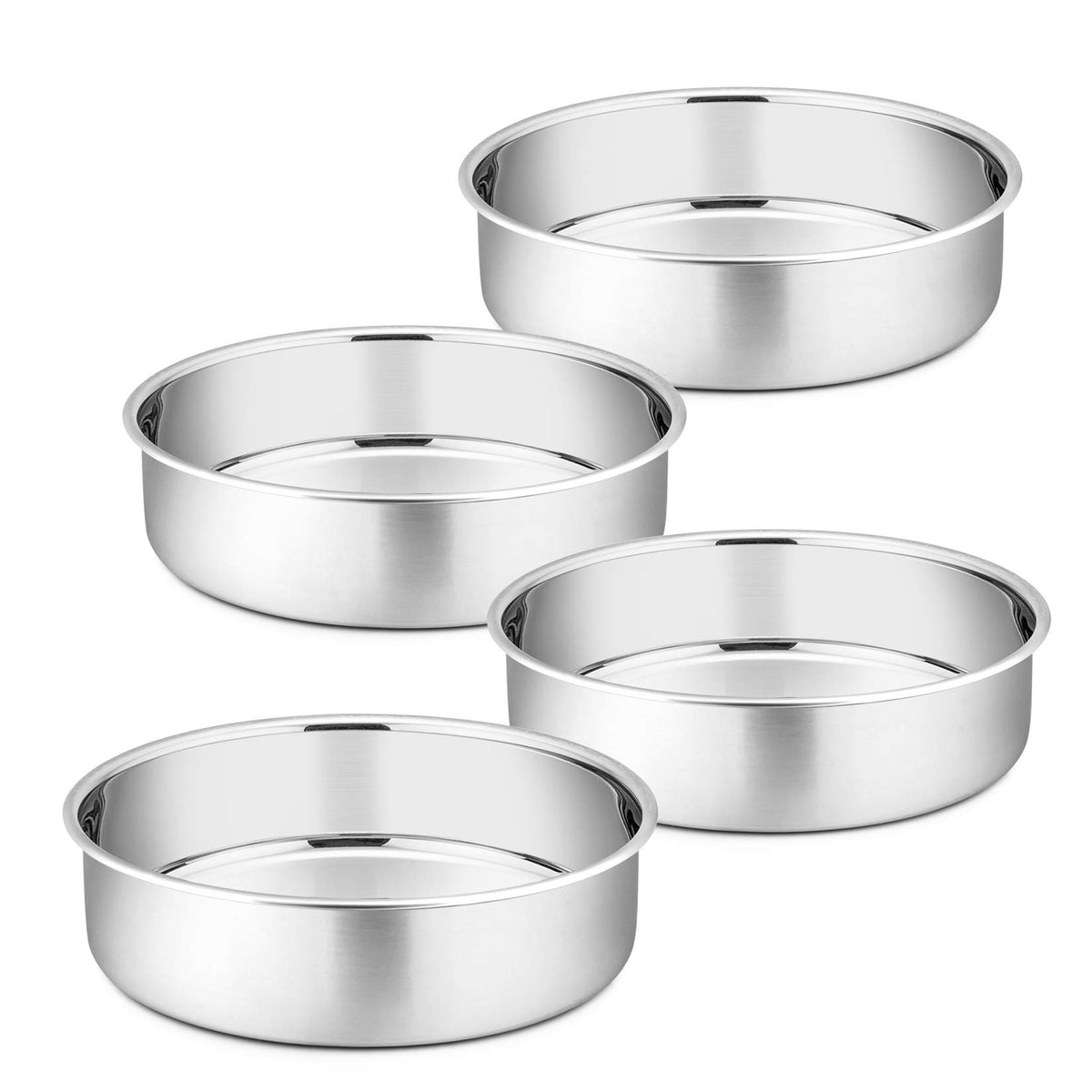 P&P CHEF 4 Inch Cake Pan Set of 4, Stainless Steel Round Cake Pans Tins