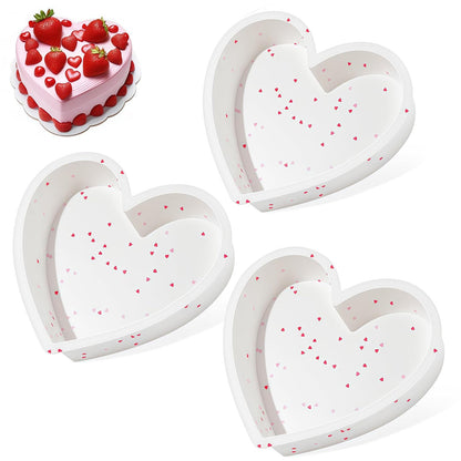CAKETIME 3P 10 Inch Silicone Heart Shaped Cake Pans, Nonstick Cake Pan, BPA Free Silicone Heart Cake Baking Mold for Oven Dishwasher Safe-Heartdot