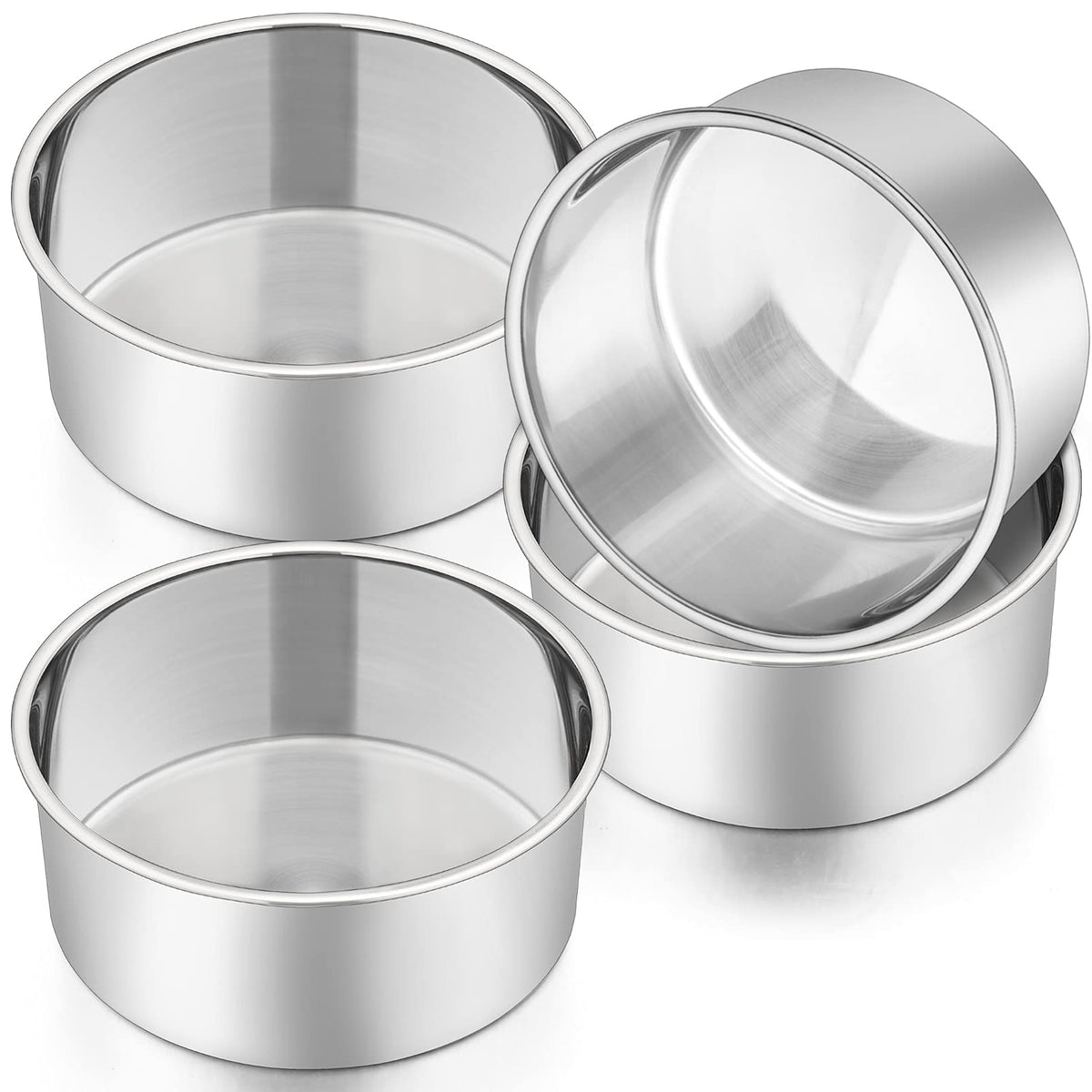 P&P CHEF 8 Inch Cake Pans Set, 2Pcs Stainless Steel Round Baking Pan