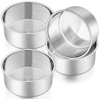 P&P CHEF 8 Inch Cake Pans Set, 2Pcs Stainless Steel Round Baking Pan