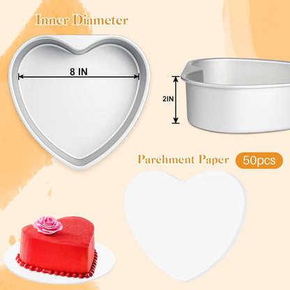8 Inch Heart Shaped Cake Pans,2 Pack Non-stick Aluminum Heart Pan