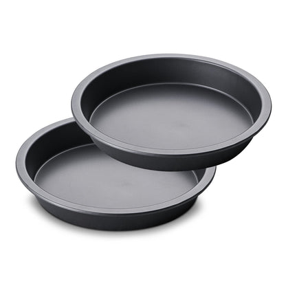 HONGBAKE Round Cake Pan Set for Baking, 8 Inch, Nonstick Deeper Circle Cake Pans with Wider Grips, 2 Pieces Layer Cake Tin, Cheesecake Mold, Huty Duty, Dishwasher Safe - Grey