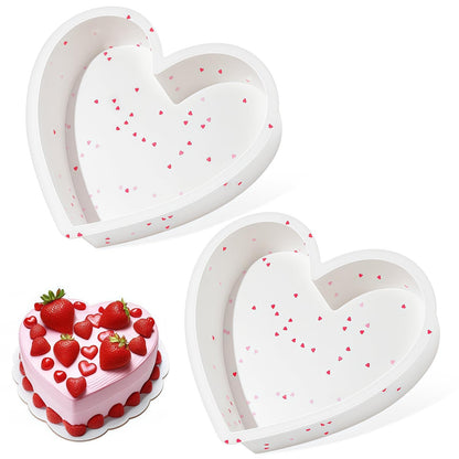 CAKETIME 3P 10 Inch Silicone Heart Shaped Cake Pans, Nonstick Cake Pan, BPA Free Silicone Heart Cake Baking Mold for Oven Dishwasher Safe-Heartdot