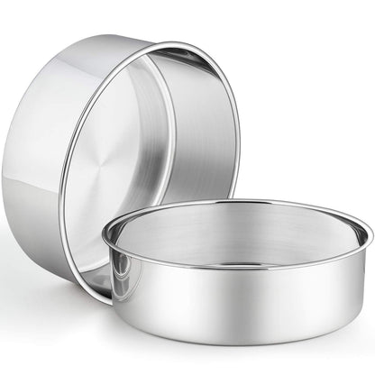 P&P CHEF 8 Inch Cake Pans Set, 2Pcs Stainless Steel Round Baking Pan