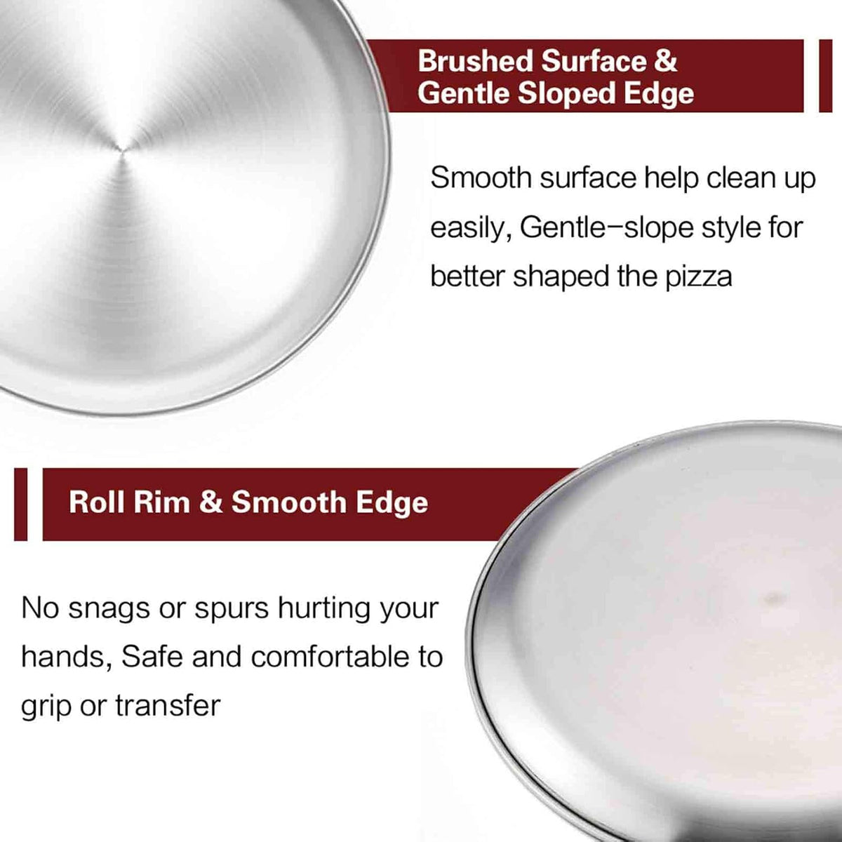 TeamFar Pizza Pan, 12 inch Pizza Pan Stainless Steel Pizza Oven Pan Tray