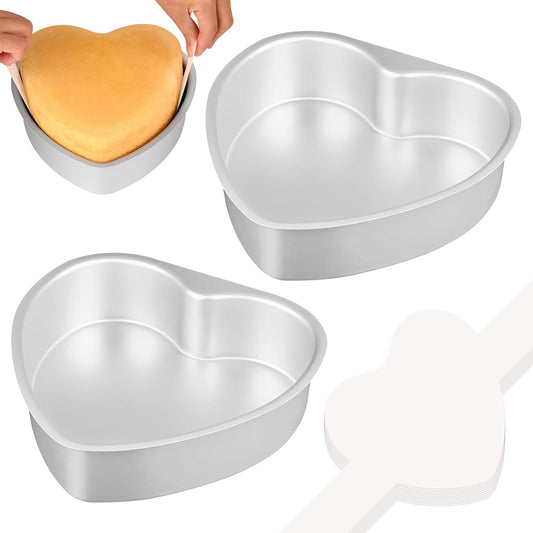 HUAKENER 8 Inch Heart Cake Pan, Non-stick Aluminum Heart Cake Pan