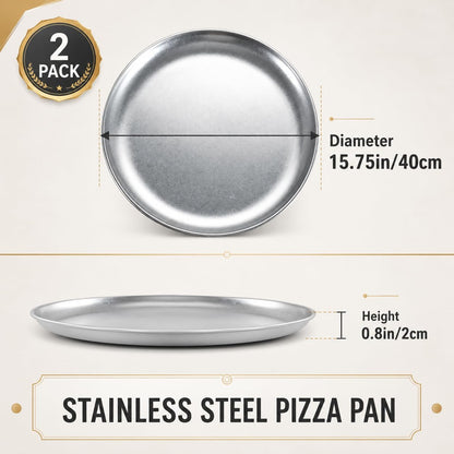 2 Pack 12 Inch Pizza Pan for Oven Large Stainless Steel Baking Tray