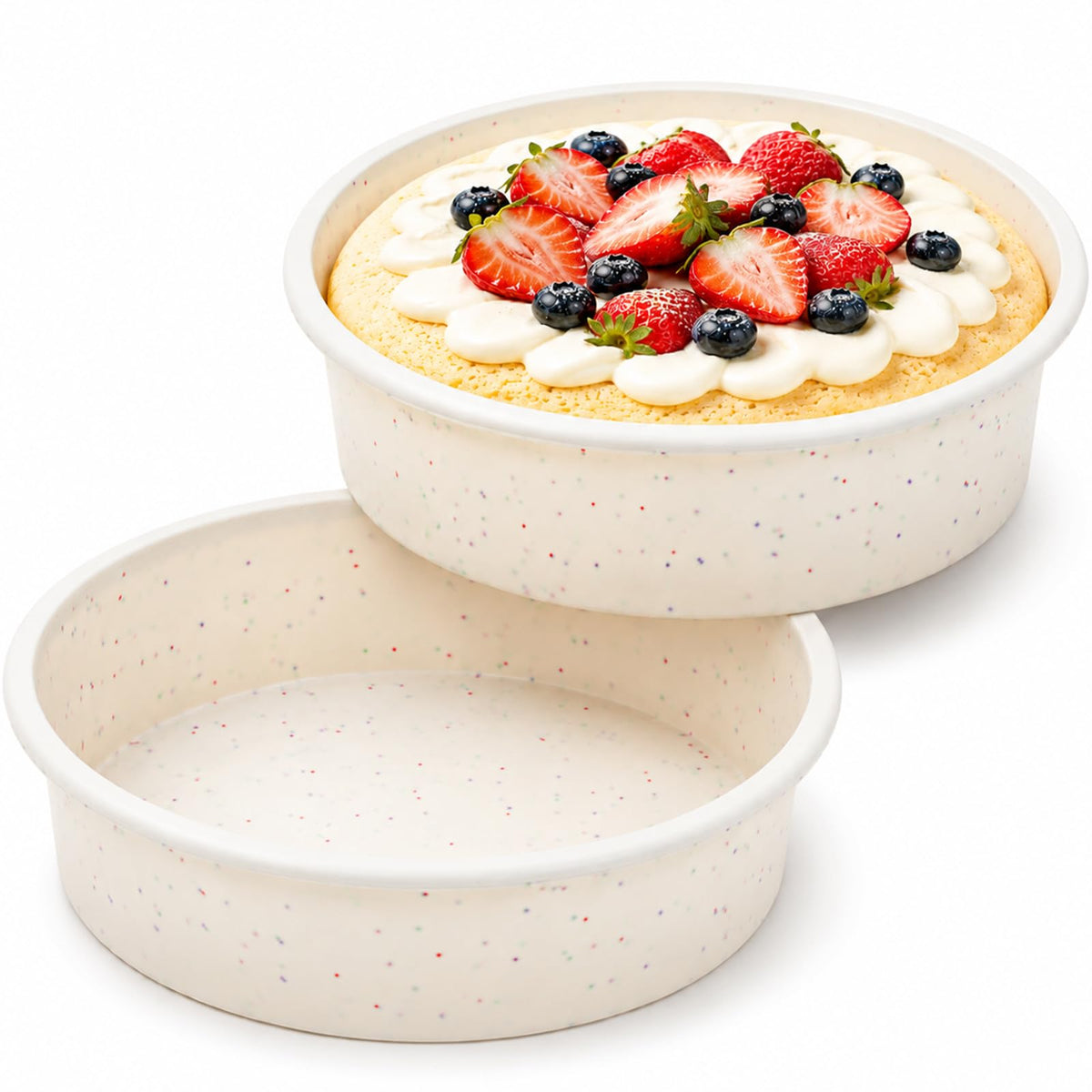 Vinino 6 Inch Round Cake Pan Set, 3 Pack Silicone Mold with Metal Frame