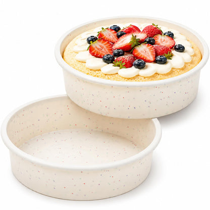 Vinino 6 Inch Round Cake Pan Set, 3 Pack Silicone Mold with Metal Frame