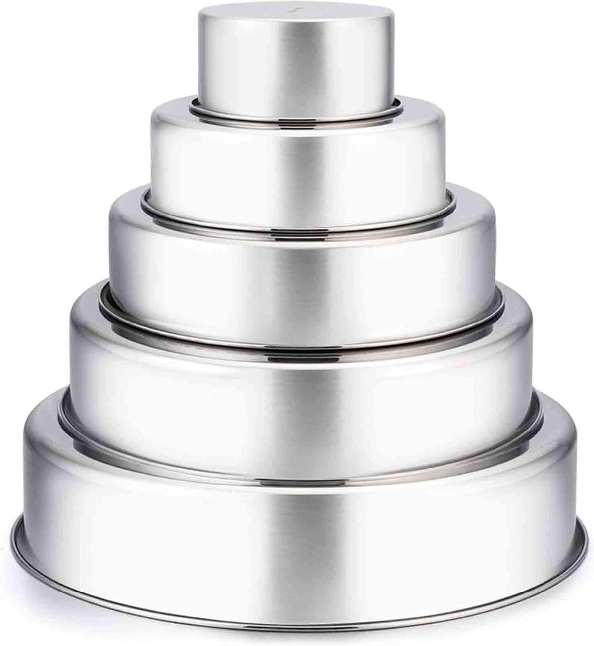 TeamFar Cake Pan, Stainless Steel Round Baking Tier Cake Pans Tins Set of 5
