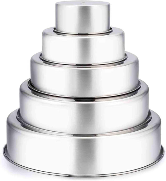 TeamFar Cake Pan, Stainless Steel Round Baking Tier Cake Pans Tins Set of 5