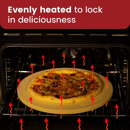 K ROCKSHEAT Pizza Stone Round 16 Inch for Grill and Oven, Large Cordierite Baking Stone for Bread, Safe Circular Cooking Stone for Grill 16", Easy to Clean