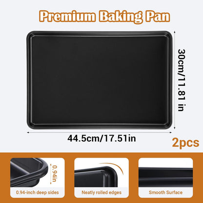 2 PCS 17 Inch Sicilian Pizza Pan Detroit Grandma Style Pizza Pan